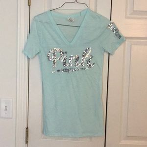VS PINK sequined T-shirt (Small) Like New!